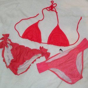 Three pink bikini pieces